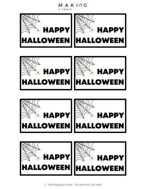 free printable halloween tags black and white